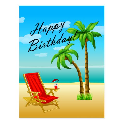 Beach Scene Birthday Postcard Zazzle