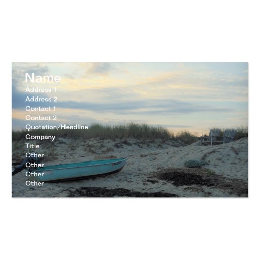 Beach scene business cards (front side)