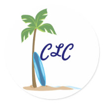 Beach Scene Round Sticker