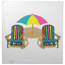 Beach Scene with Chairs and Umbrella Cloth Napkin