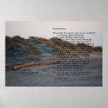 Beach scene with poem "Impressions" poster