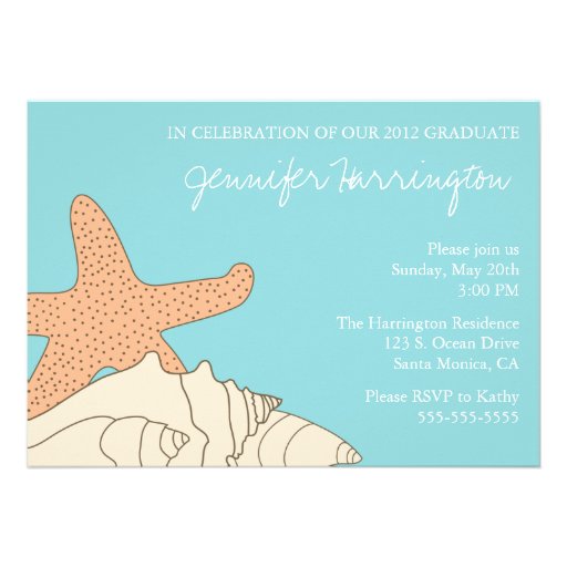 Beach Sea Shells Graduation Party Invitation