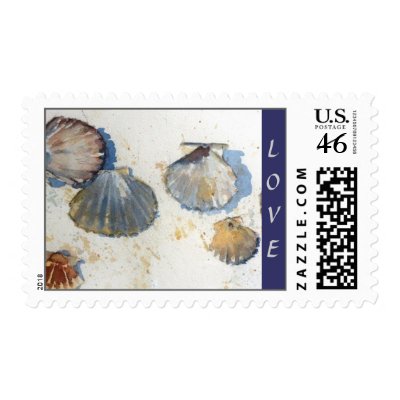 Beach Sea Shells Wedding Collection LOVE Stamp
