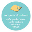 Beach seashell address labels yellow blue stickers by FidesDesign Beach seashell address labels yellow blue stickers