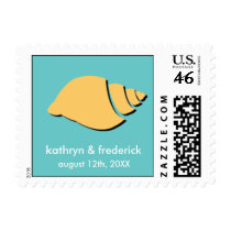 Beach seashell modern wedding save the date stamps