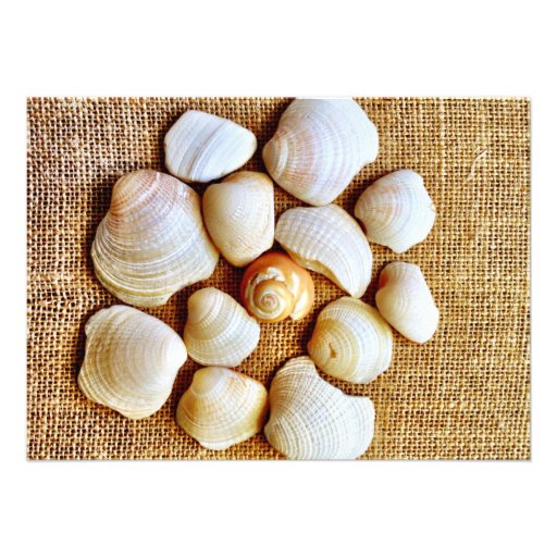 Beach Seashells Burlap Print Wedding Invitations