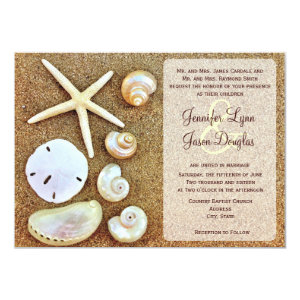 Beach Seashells Destination Wedding Invitations 4.5