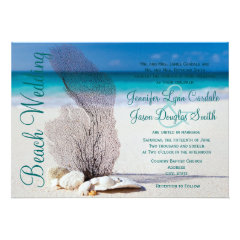 Beach Seashells Destination Wedding Invitations