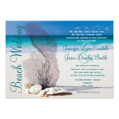 Beach Seashells Destination Wedding Invitations