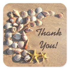 beach seashells starfish thank you stickers