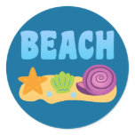 Beach Seashells Round Stickers