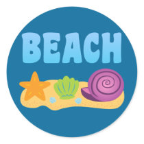 Beach Seashells Round Stickers