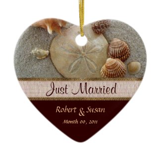 Beach Shells Heart Shaped Wedding Favor ornament