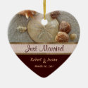Beach Shells Heart Shaped Wedding Favor Christmas Ornament