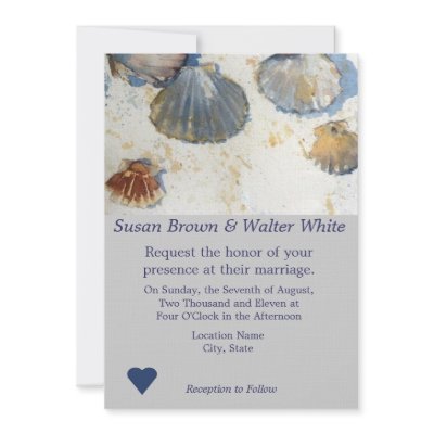 Beach Shells Theme Wedding Invitation by JoinedHearts