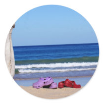 Beach Shoes Round Stickers