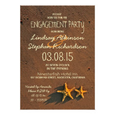 beach starfish couple engagement party invitations