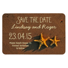 beach starfish couple save the date magnets