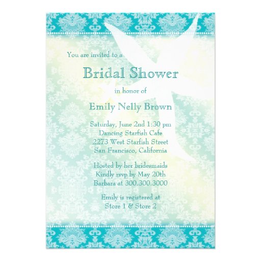 Beach Starfish Summer Bridal Shower Invitations