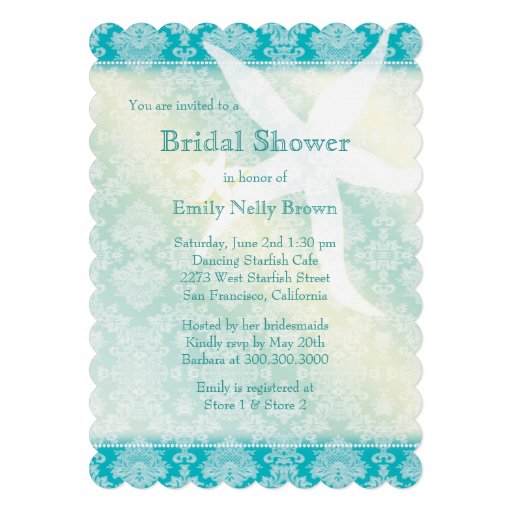Beach Starfish Summer Bridal Shower Invitations