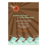 Beach Summer Cool Waves Brown Sun Wedding Invite invitations