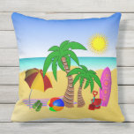 Beach Sun Sea and Surf MoJo Square Throw Pillow pillows