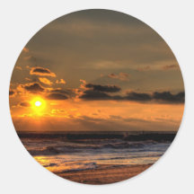 Beach Sunrise Round Stickers