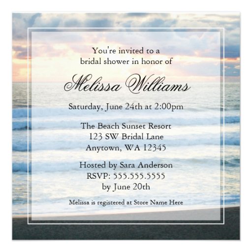Beach Sunset Bridal Shower Invitations