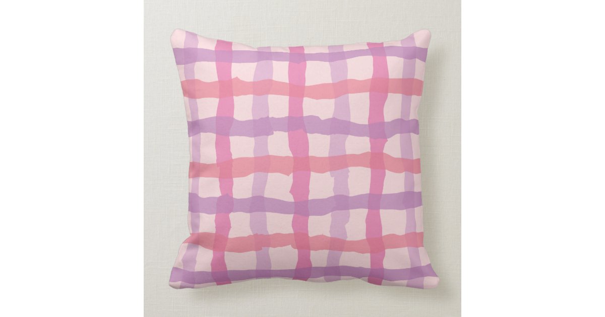 Beach Sunset Pink and Purple Gingham Throw Pillow Zazzle