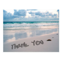 Beach Sunset Thank You Sand Writing Post Cards