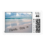 Beach Sunset Thank You Sand Writing Postage Stamp