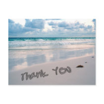 Beach Sunset Thank You Sand Writing Post Cards