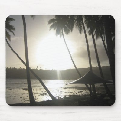 Beach Sunset with Palm Trees Mousepad by cashbox1124