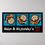 beach surf MONKEY boy's room sign/ birthday banner Poster