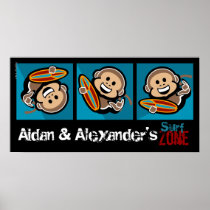 beach surf MONKEY boy's room sign/ birthday banner Poster