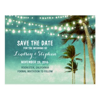 beach teal ombre save the date postcards
