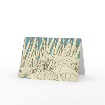 Beach Thank You Card - Blue, Brown & Cream