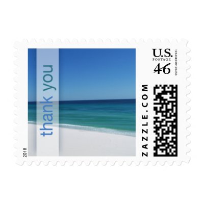 Beach Thank You Wedding Small Postage by twoheartsshoppe