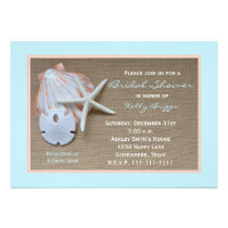 Beach Theme Bridal Shower Invitation -- Burlap invitations