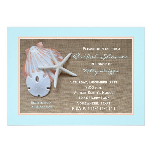 Beach Theme Bridal Shower Invitation -- Burlap from Zazzle.com