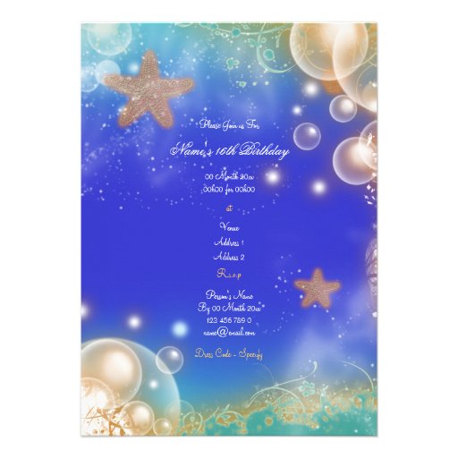 "Beach theme" elegant wedding engagement birthday Personalized Invite