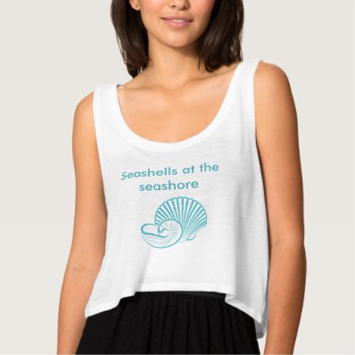 Beach Theme Ladies Flowy Crop Tank Top