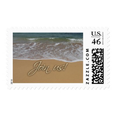 Beach theme party invitation stamps