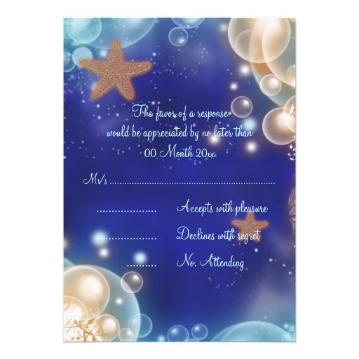 Beach theme party starfish blue rsvp personalized invitations