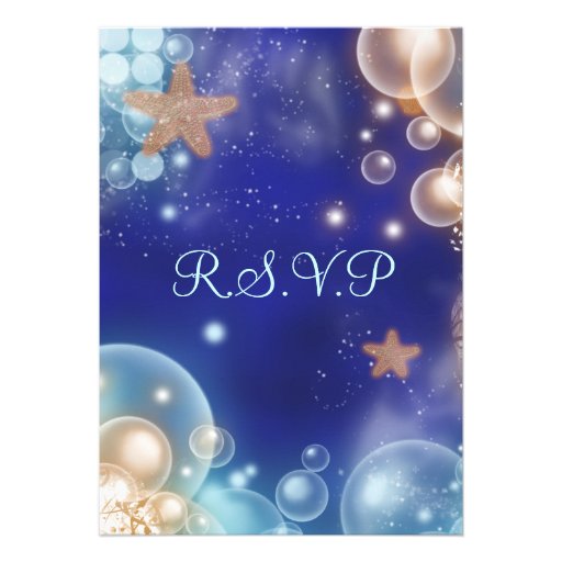 Beach theme party starfish blue rsvp personalized invitations