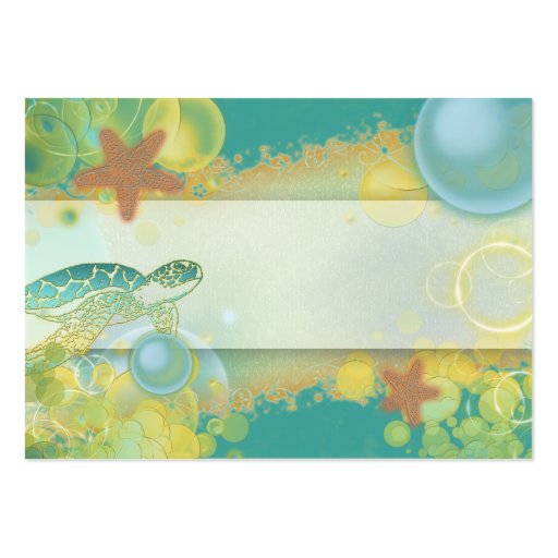 Beach theme placement cards turtle starfish business cards