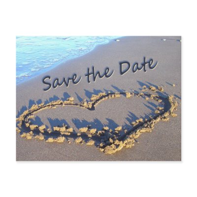 Beach Theme Heart Save the Date postcards
