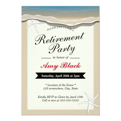 beach theme starfish retirement party invitation zazzle beach themed flyer