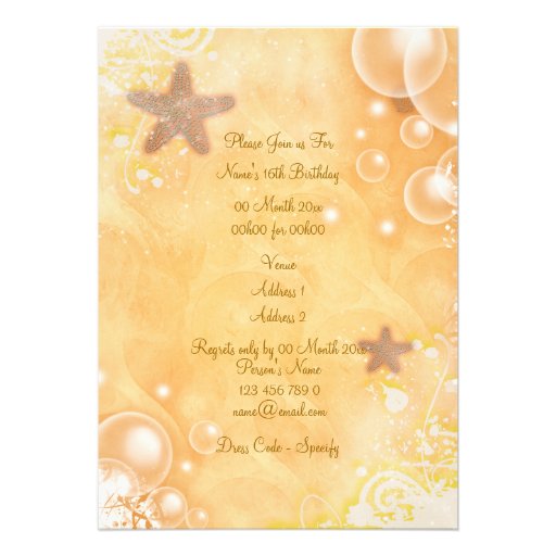 Beach theme wedding birthday party coral invite