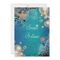 Beach theme wedding birthday party invitations